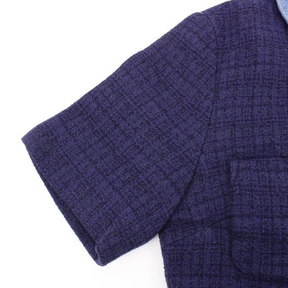 NWT Sandro Brooke Tweed and Denim Mini Dress in Blue with Gold Buttons Size 36 - Picture 6 of 15